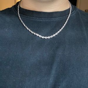 Gld shop 4 mm, 20” rope chain plated 14k White Gold.